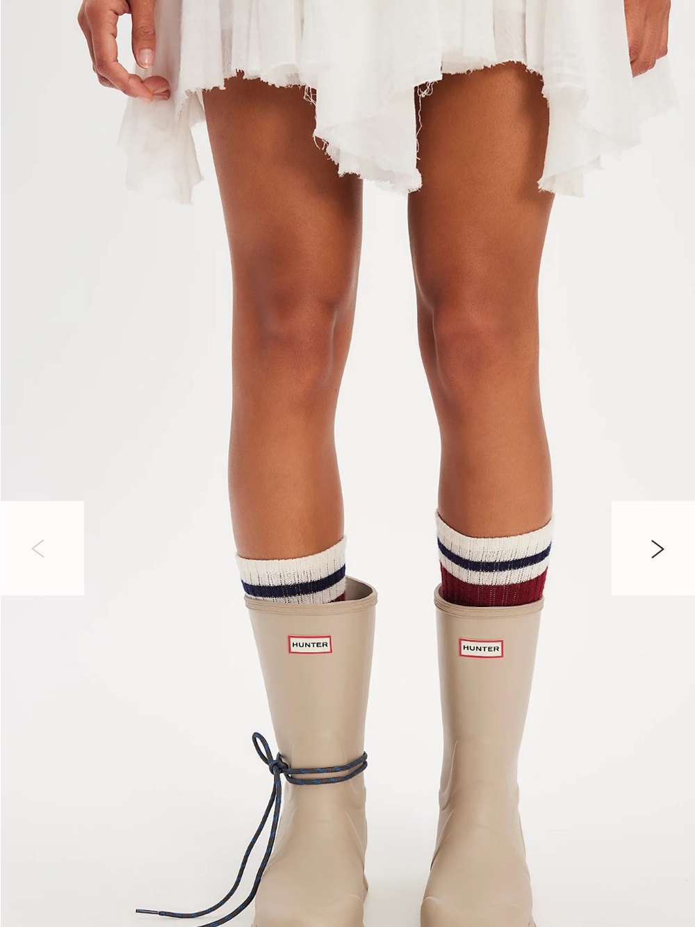 Free People Hunter Cream Athletic Knee Socks with Navy and Burgundy Stripes